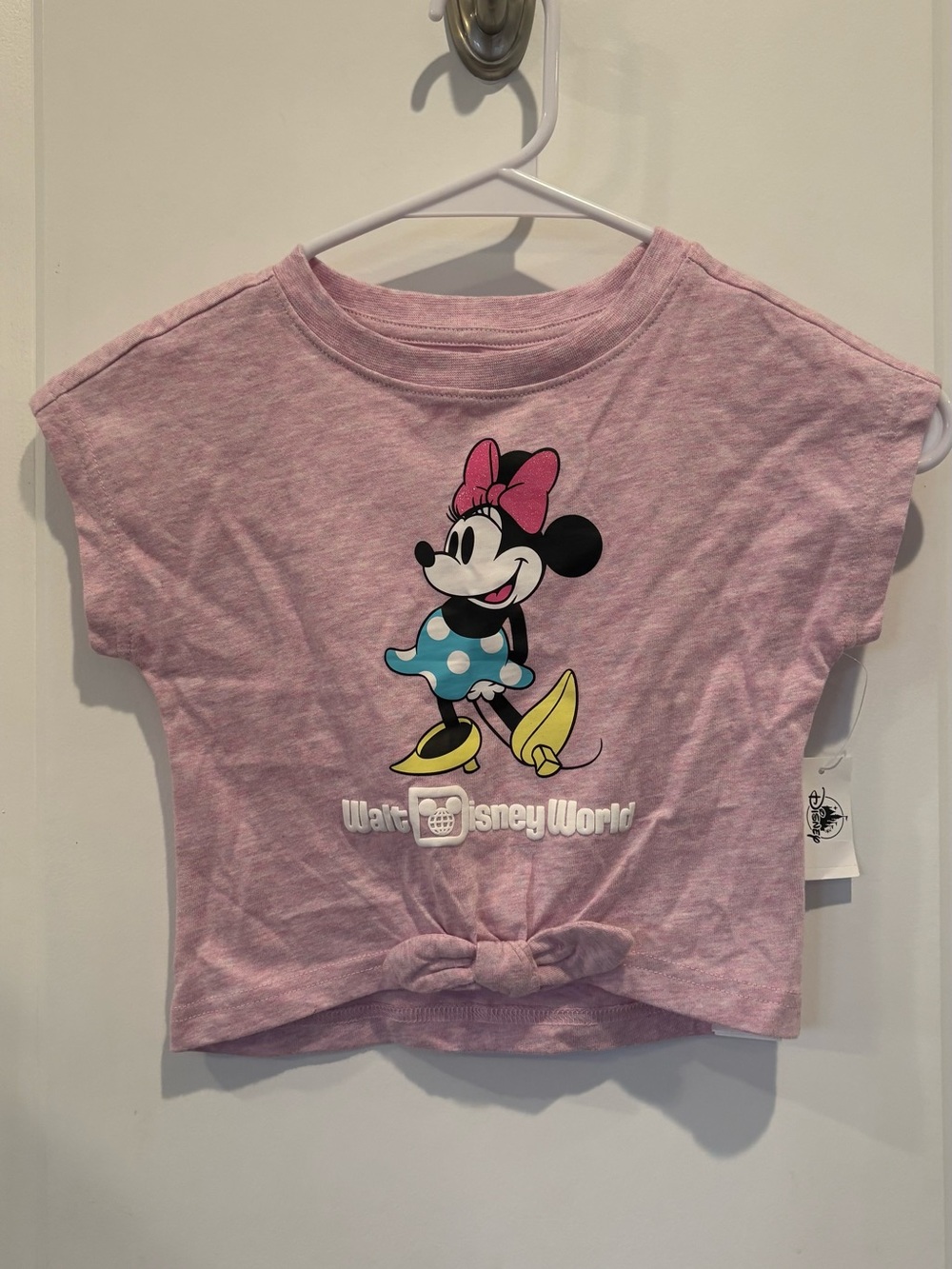 Disney Minnie Mouse Pink Tie-Front Kids Tee